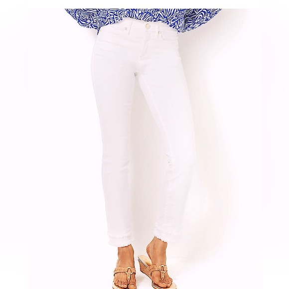 Lilly Pulitzer South Ocean High-Rise Skinny Jeans Resort White Double Raw Hem - Picture 11 of 15